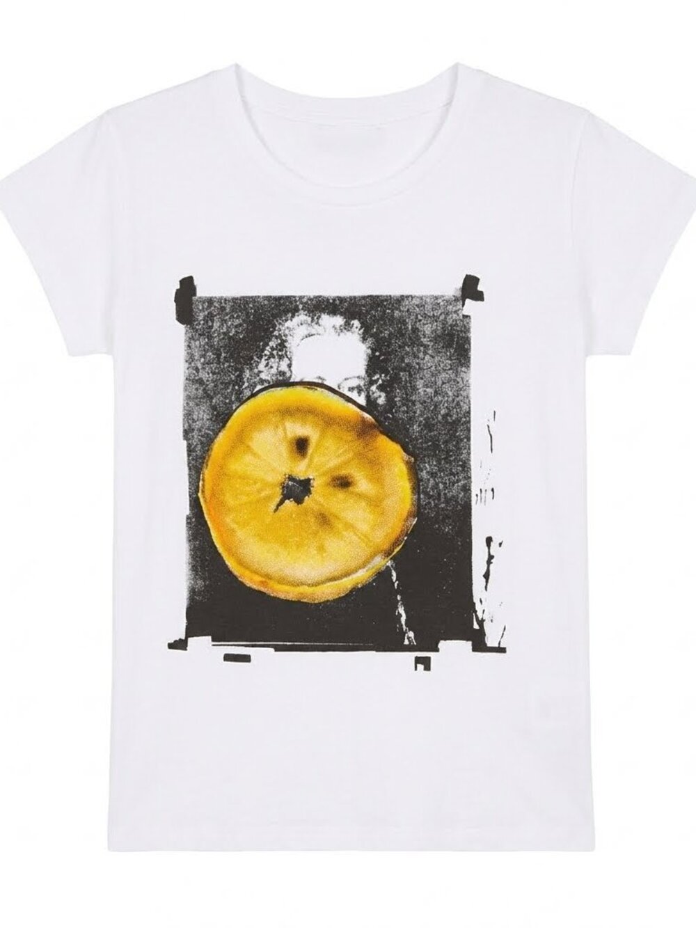 NWT Zadig & Voltaire White Zoe Photoprint Apple Face Graphic Tee - Size Small
